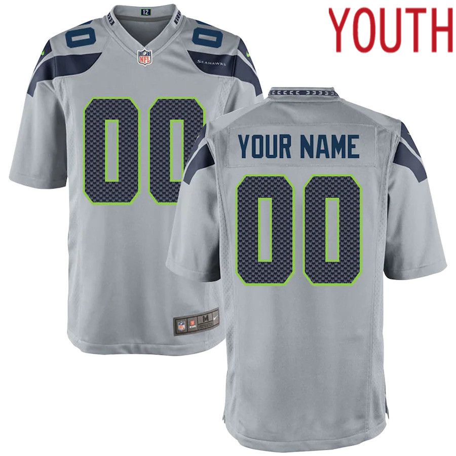 Youth Seattle Seahawks Nike Gray Game Custom NFL Jersey->women nfl jersey->Women Jersey